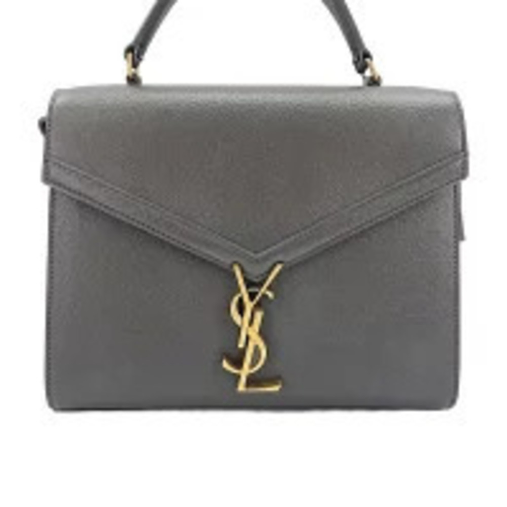 Saint Laurent Yves Cassandra Leather Handbag Gray